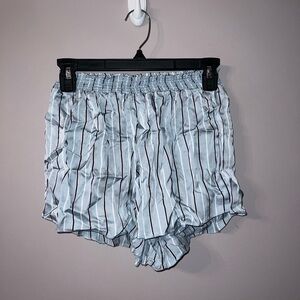 Blue blue, white and dark brown striped Elastic shorts Don’t ask why XS
